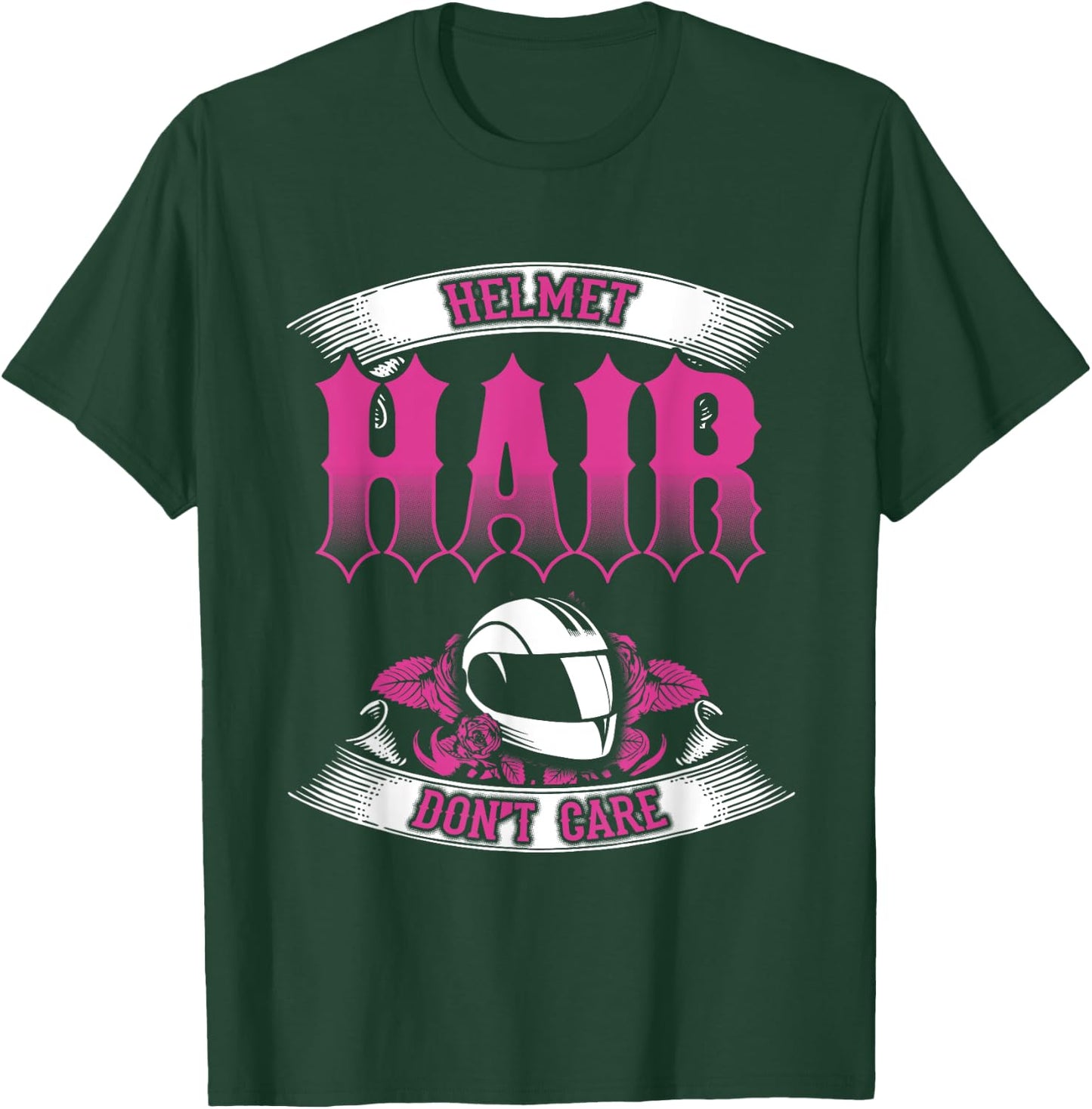 Biker Chick Shirt Motorcycle Helmet Hair Dont Care Pink T-Shirt - T-Shirt | Forest
