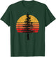 Retro Sun Minimalist White Pine Tree Illustration Graphic T-Shirt - T-Shirt | Forest