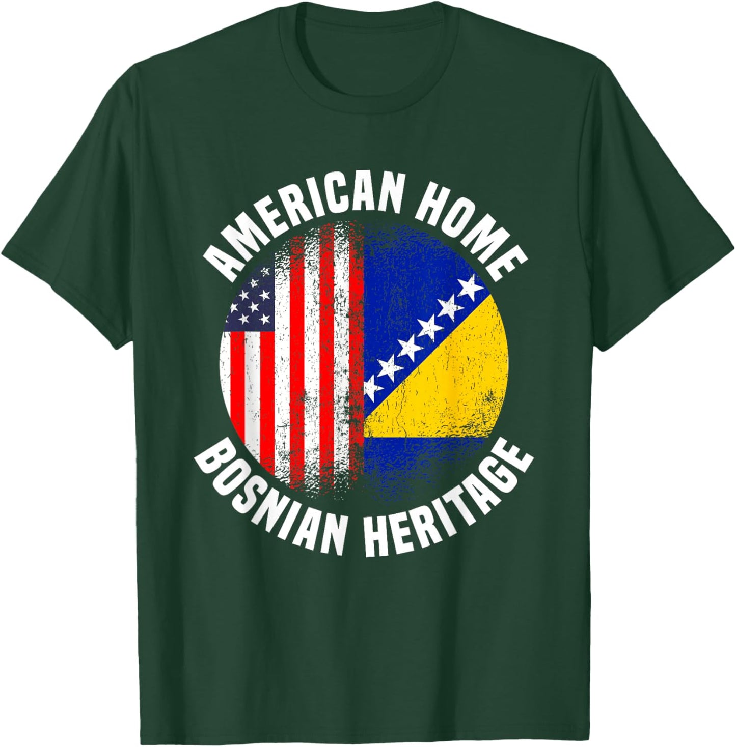 Bosnia Outfit & Women US American Bosnian Flag T-Shirt - T-Shirt | Forest