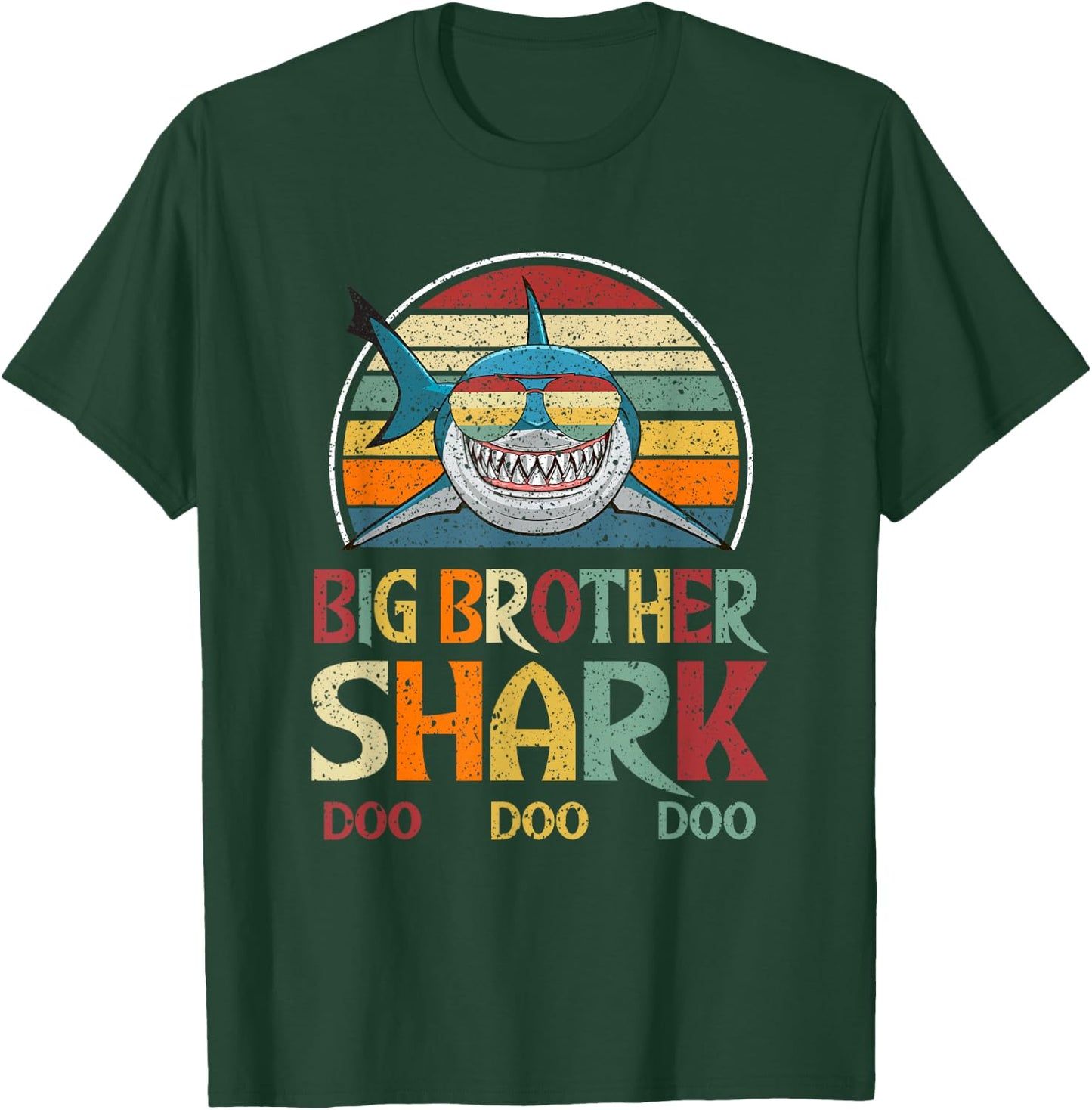 Retro Vintage Big Brother Shark Pregnancy Announcement Gift T-Shirt - T-Shirt | Forest