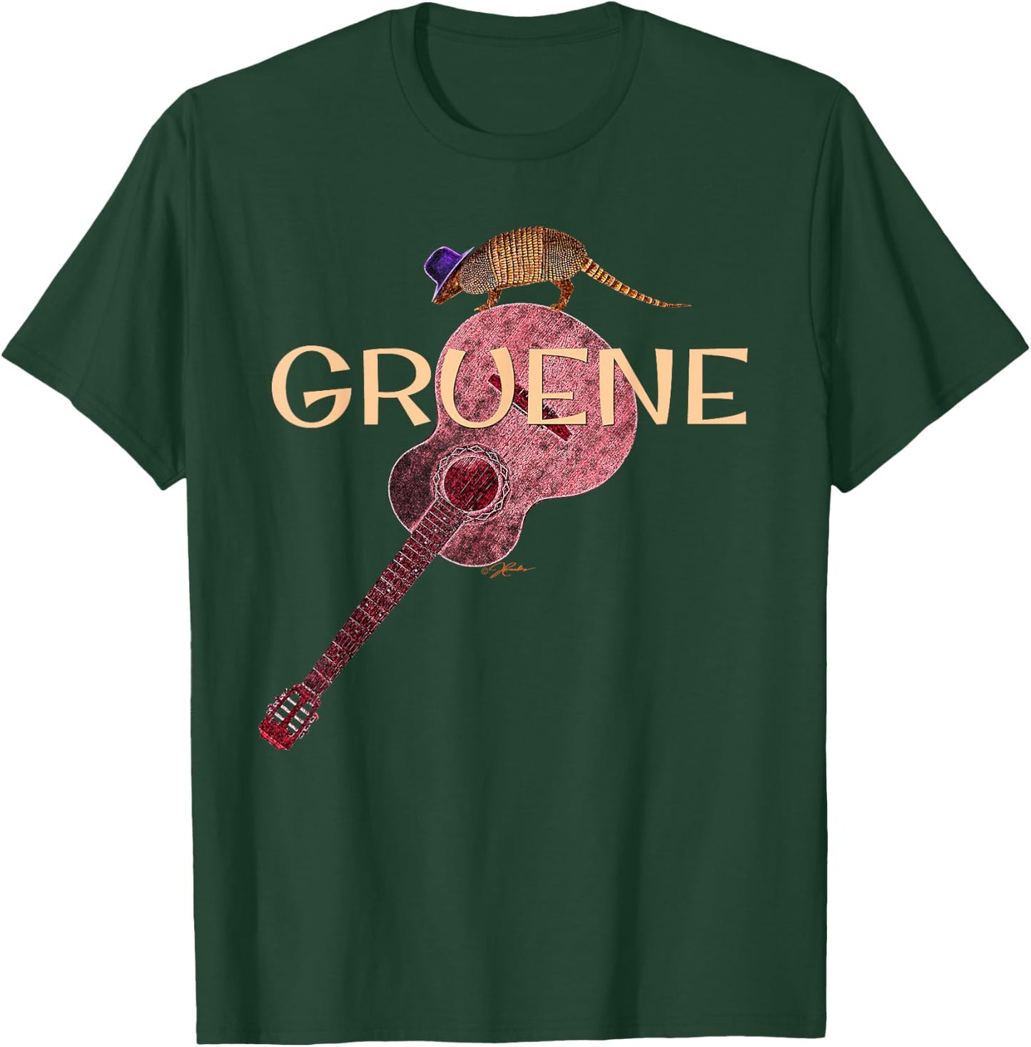 JCombs: Gruene, Texas Armadillo/Guitar T-Shirt - T-Shirt | Forest