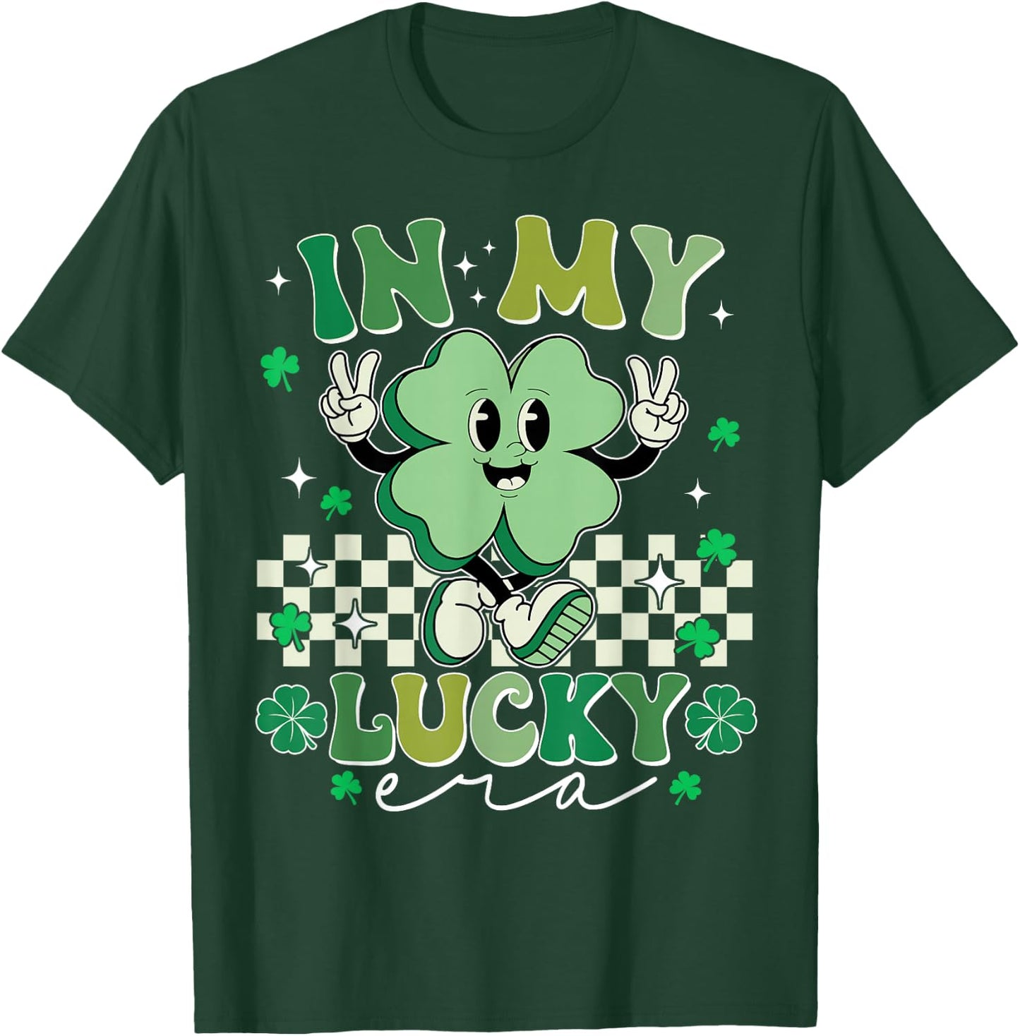 Retro In My Lucky Era St Patricks Day Shamrock Lucky Charm T-Shirt - T-Shirt | Forest