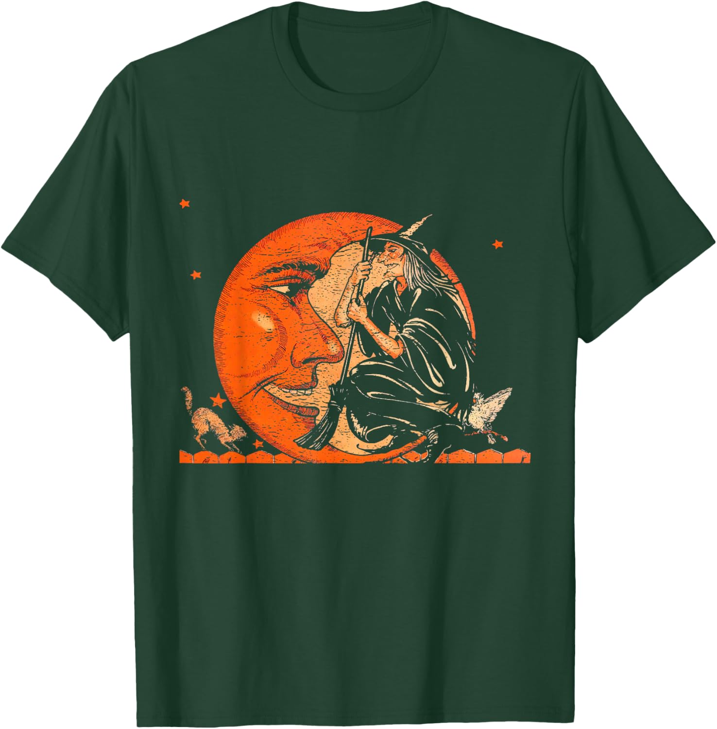 Great Vintage Witch and Moon Halloween Design T-Shirt - T-Shirt | Forest