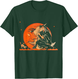Great Vintage Witch and Moon Halloween Design T-Shirt - T-Shirt | Forest