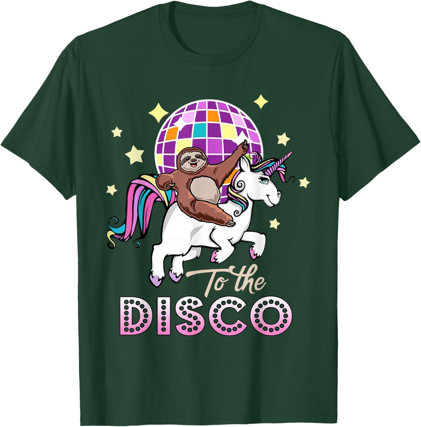 Sloth Riding Unicorn To The Disco T-Shirt - T-Shirt | Forest