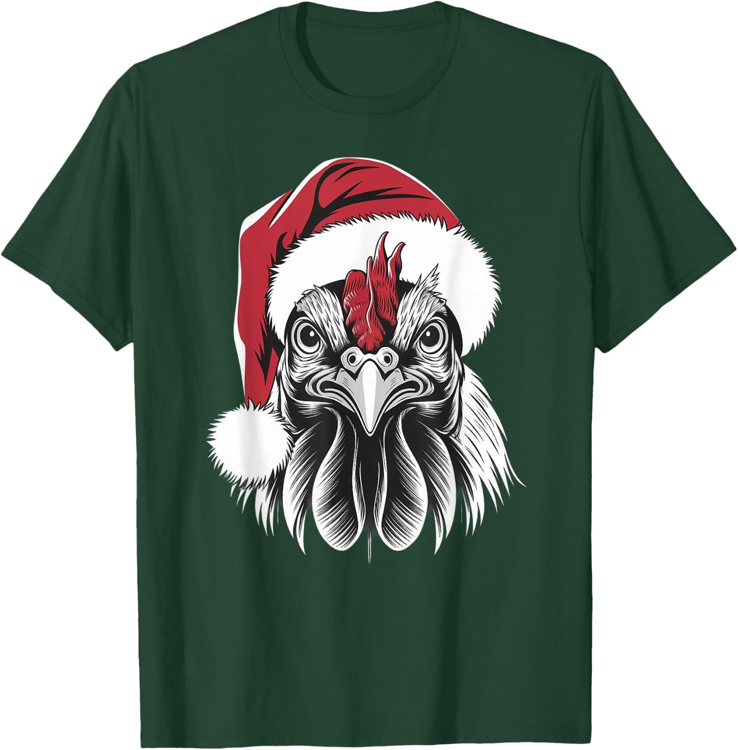 Joyful Rooster Santa on Rooster Christmas T-Shirt - T-Shirt | Forest