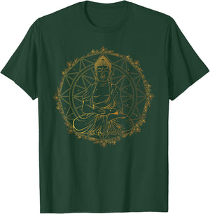Buddha Meditation Mandala Art Yoga Buddhist T-Shirt - T-Shirt | Forest