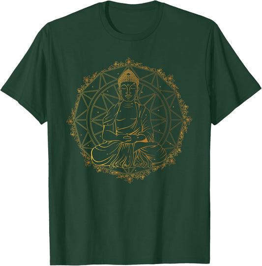 Buddha Meditation Mandala Art Yoga Buddhist T-Shirt - T-Shirt | Forest