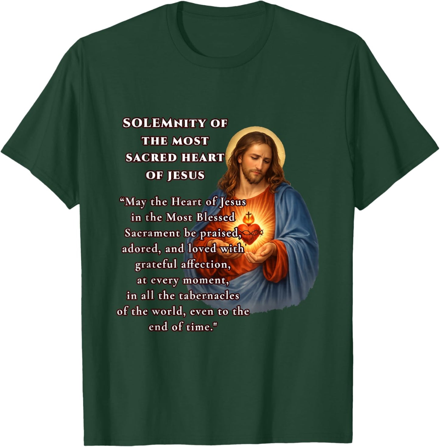Solemnity of the Sacred Heart of Jesus Prayer Design T-Shirt - T-Shirt | Forest