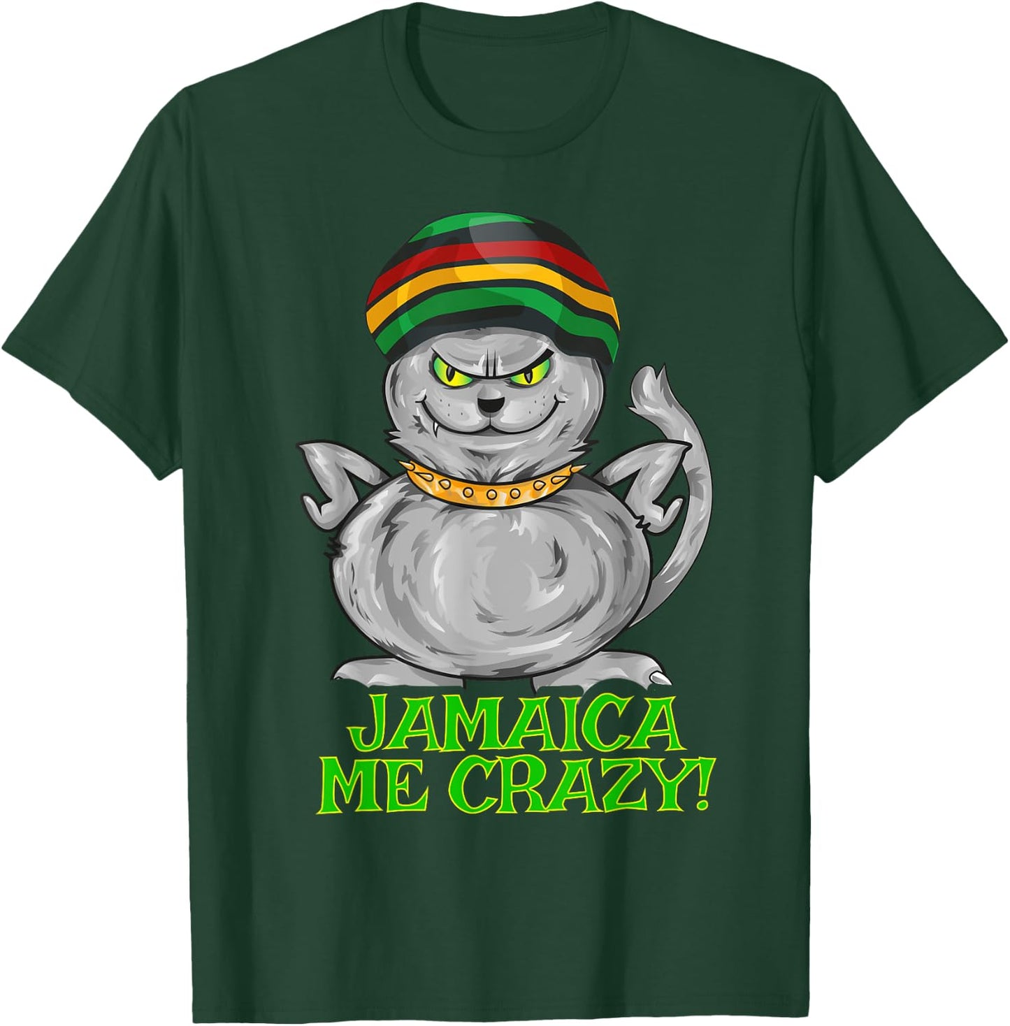Jamaica Me Crazy Shirt | Cat Rasta Jamaican Reggae Women Girls Kids T-Shirt - T-Shirt | Forest