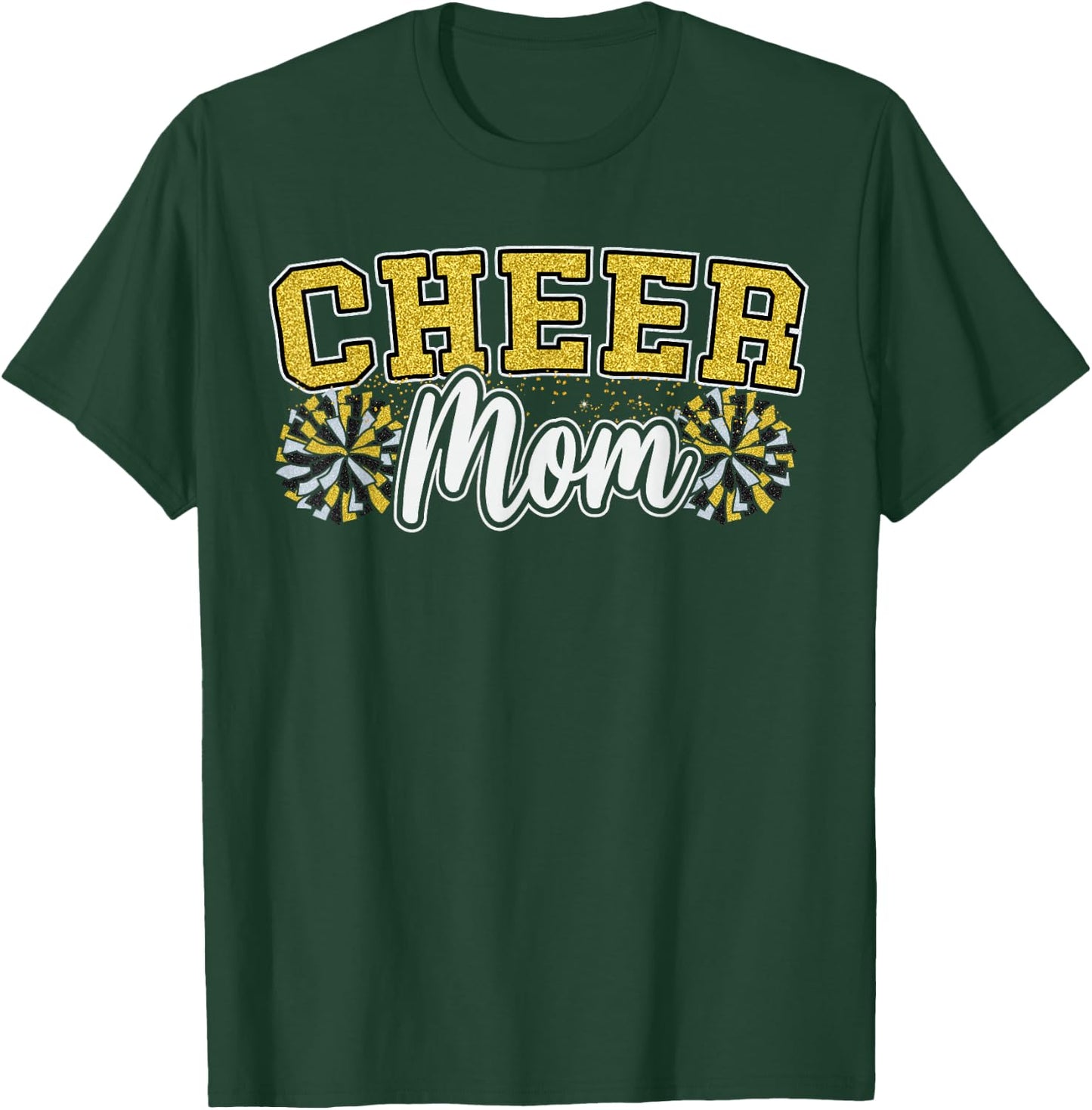 Funny Loud Proud Cheer Mom Mama Cheerleading Yellow Pom Poms T-Shirt - T-Shirt | Forest