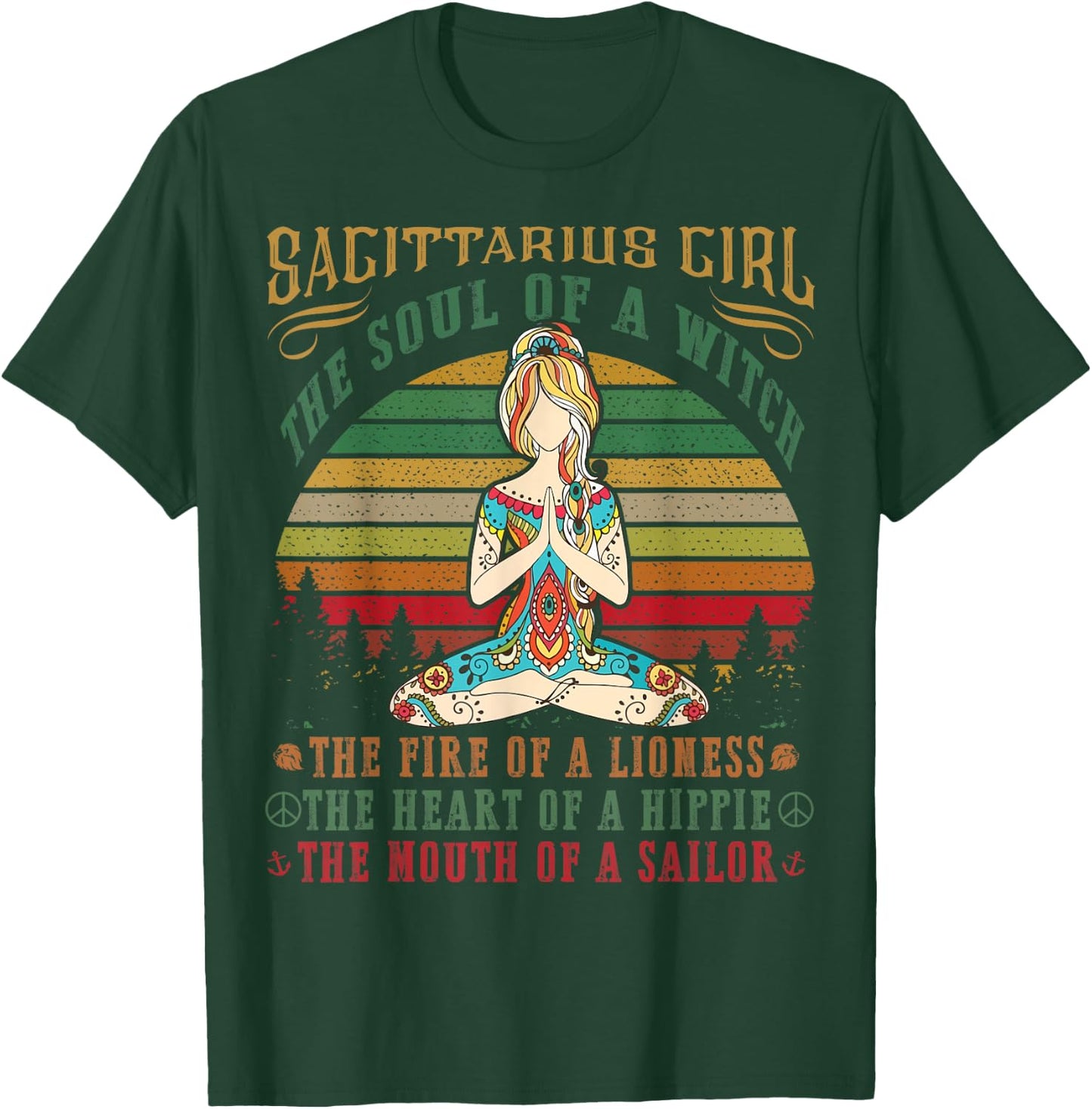 Sagittarius Girl for Yoga Black Women Birthday Gifts T-Shirt - T-Shirt | Forest