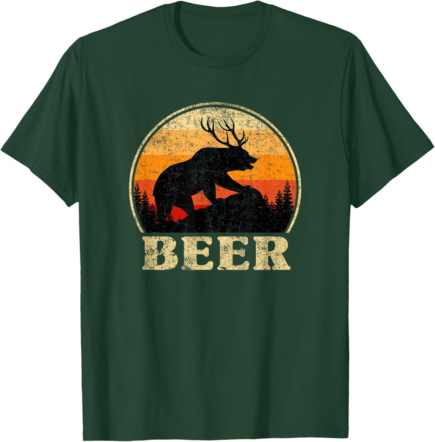 Bear Deer Funny Beer Retro Vintage St. Patrick's Day T-Shirt - T-Shirt | Forest