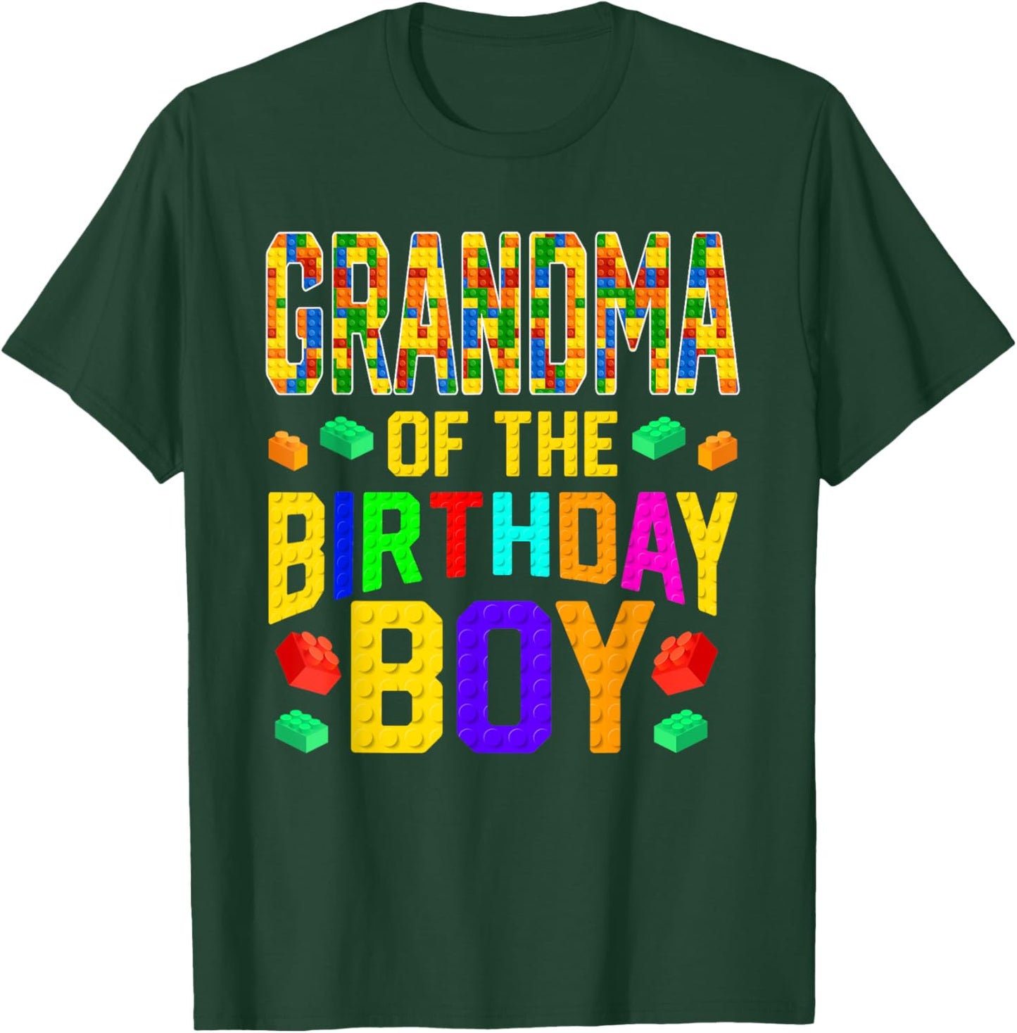 Grandma of The Birthday Boy Master Builder Building Blocks T-Shirt - T-Shirt | Forest