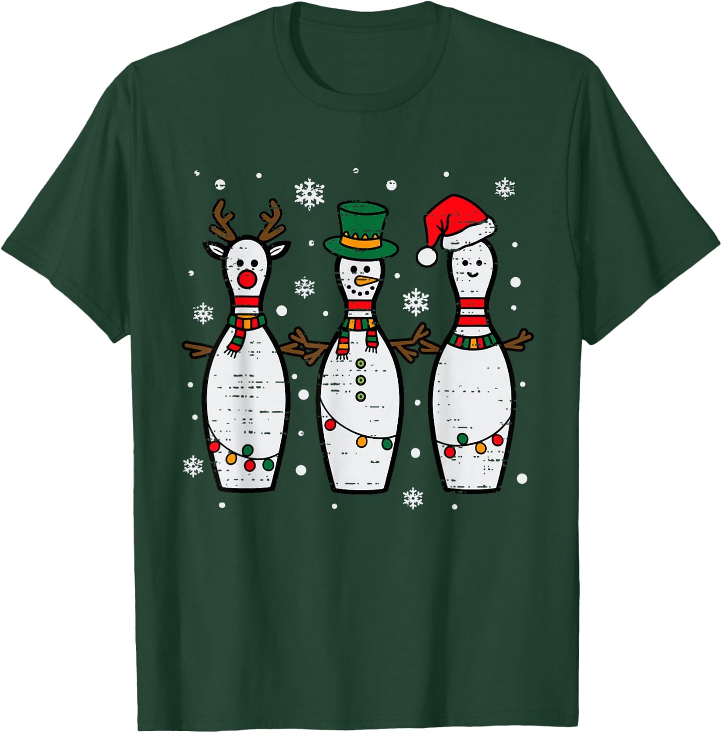 Christmas Bowling Hat Santa Bowler Xmas Sport Men Women Kids T-Shirt - T-Shirt | Forest