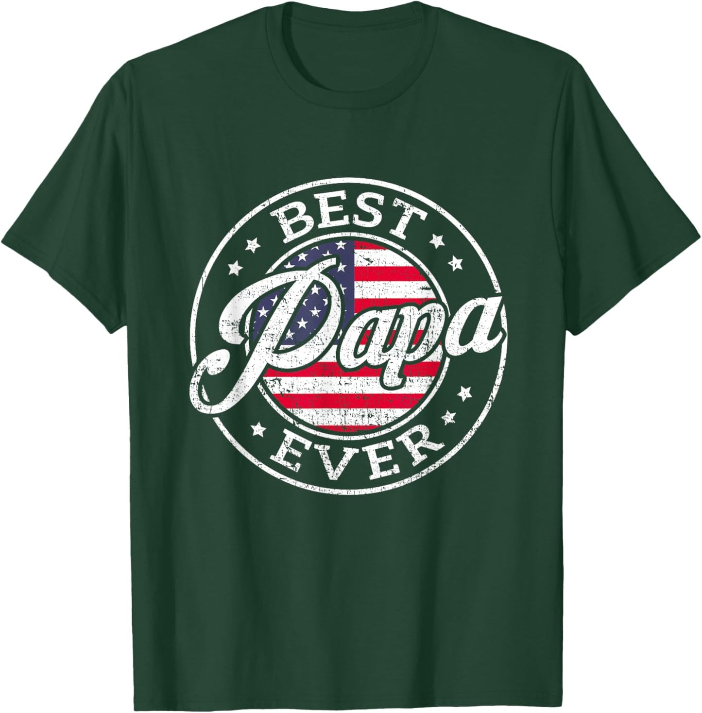 Best Papa Ever USA Flag Fathers Day Family T-Shirt - T-Shirt | Forest