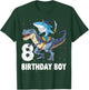 8 year old Shirt 8th Birthday Boy Shark Dinosaur Pirate Gift T-Shirt - T-Shirt | Forest