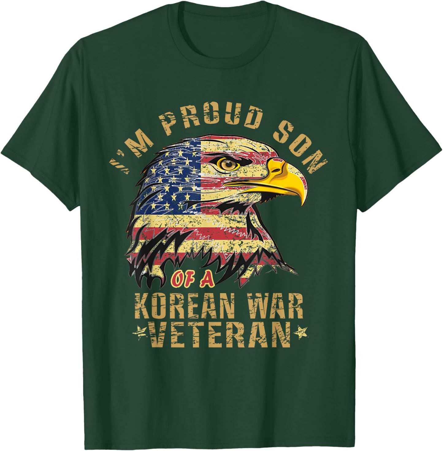 Proud Son Of A Korean War Veteran Vintage Distressed Eagle T-Shirt - T-Shirt | Forest