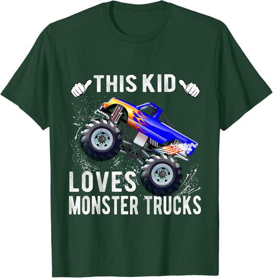 This Kid Loves Monster Trucks Boys and Girls Gift T-Shirt - T-Shirt | Forest