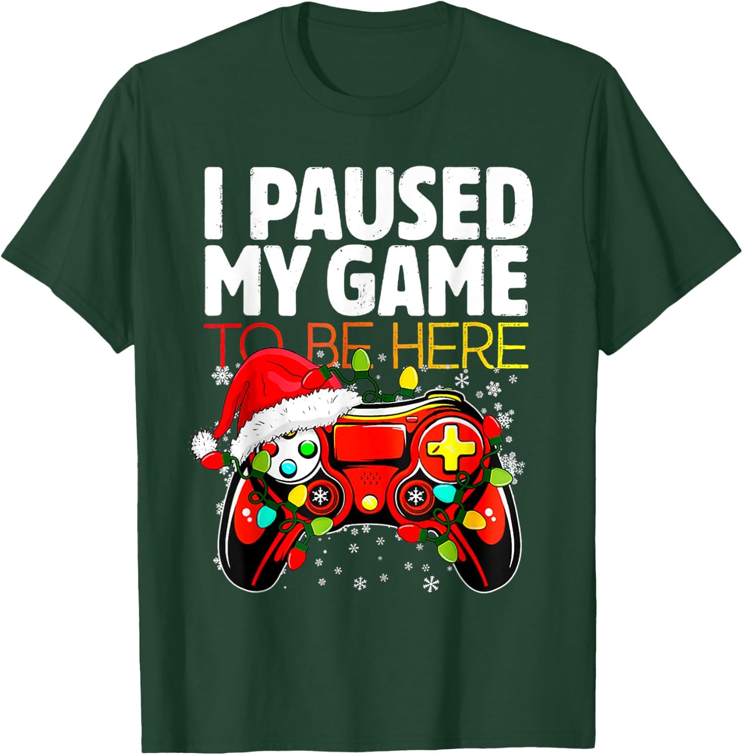 Video Game Controller Christmas Santa Hat Gamer Xmas Boys T-Shirt - T-Shirt | Forest