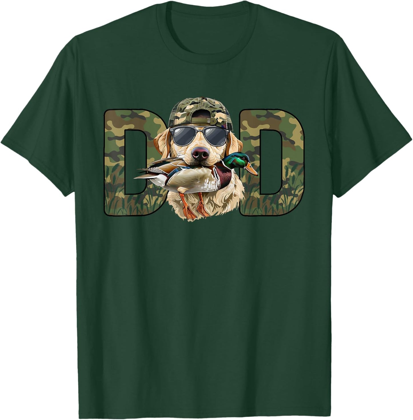 Golden Retriever Hunter Dad Camo Hunting Fathers Day T-Shirt - T-Shirt | Forest