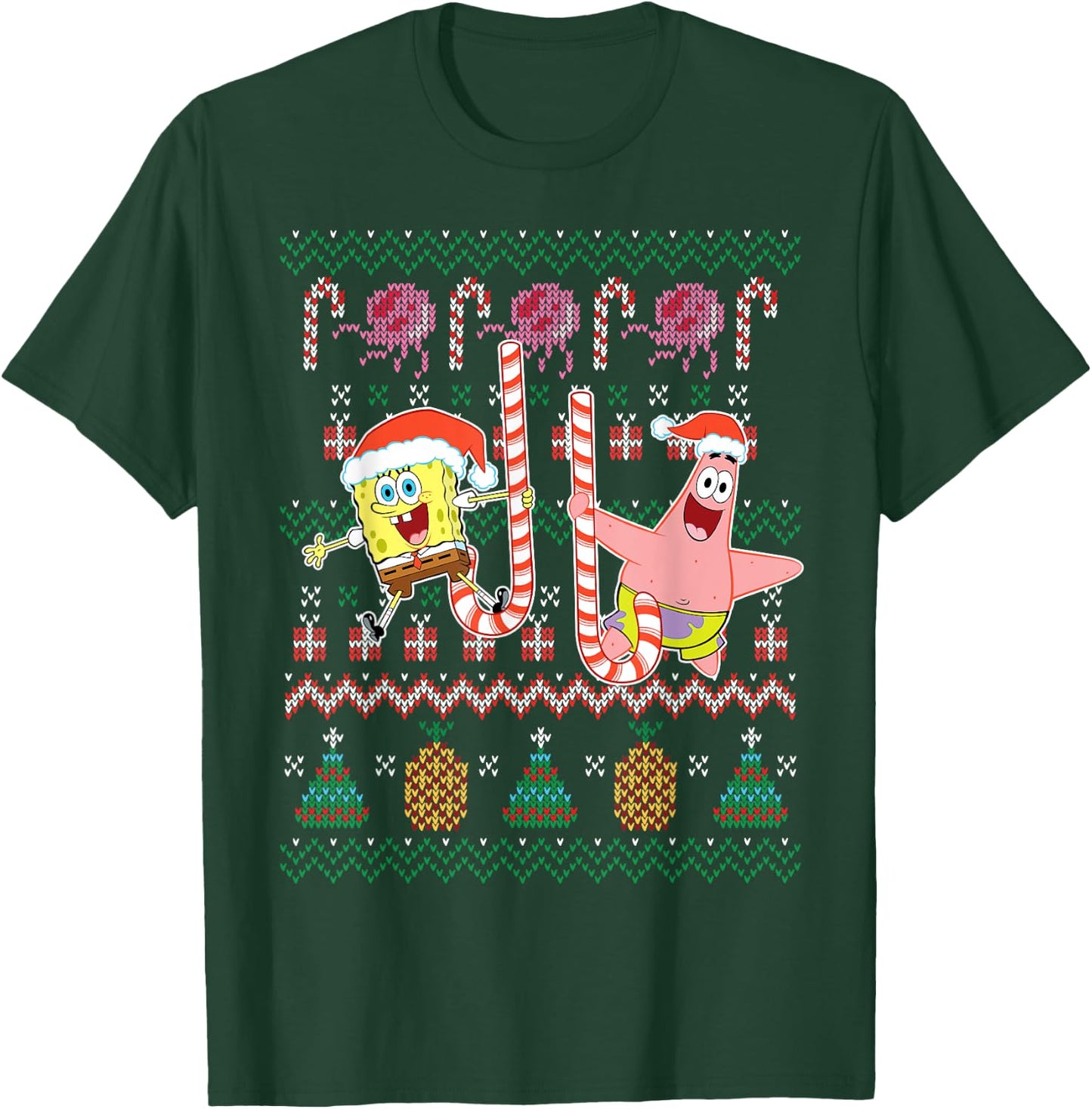 Spongebob SquarePants & Patrick Holiday Sweater T-Shirt - T-Shirt | Forest