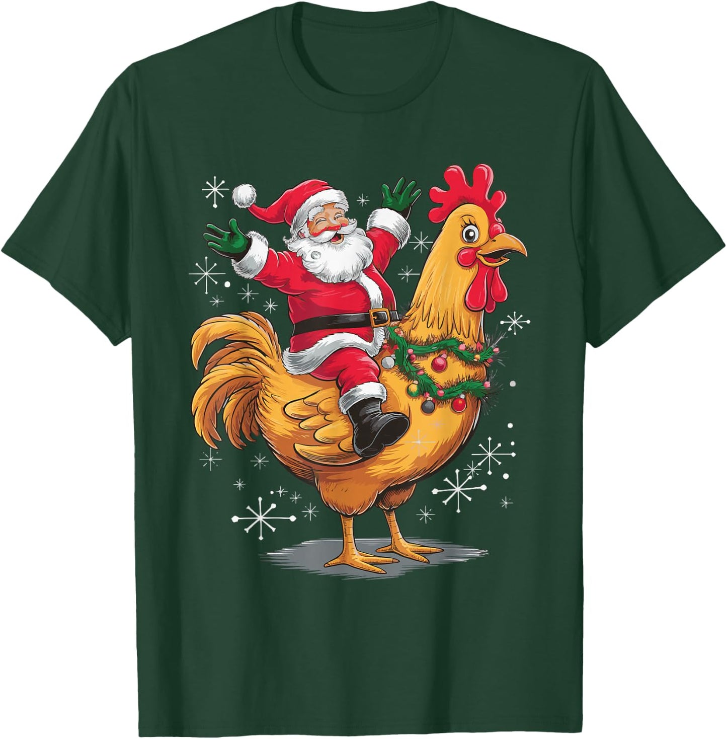 Santa Riding A Christmas Chicken T-Shirt - T-Shirt | Forest