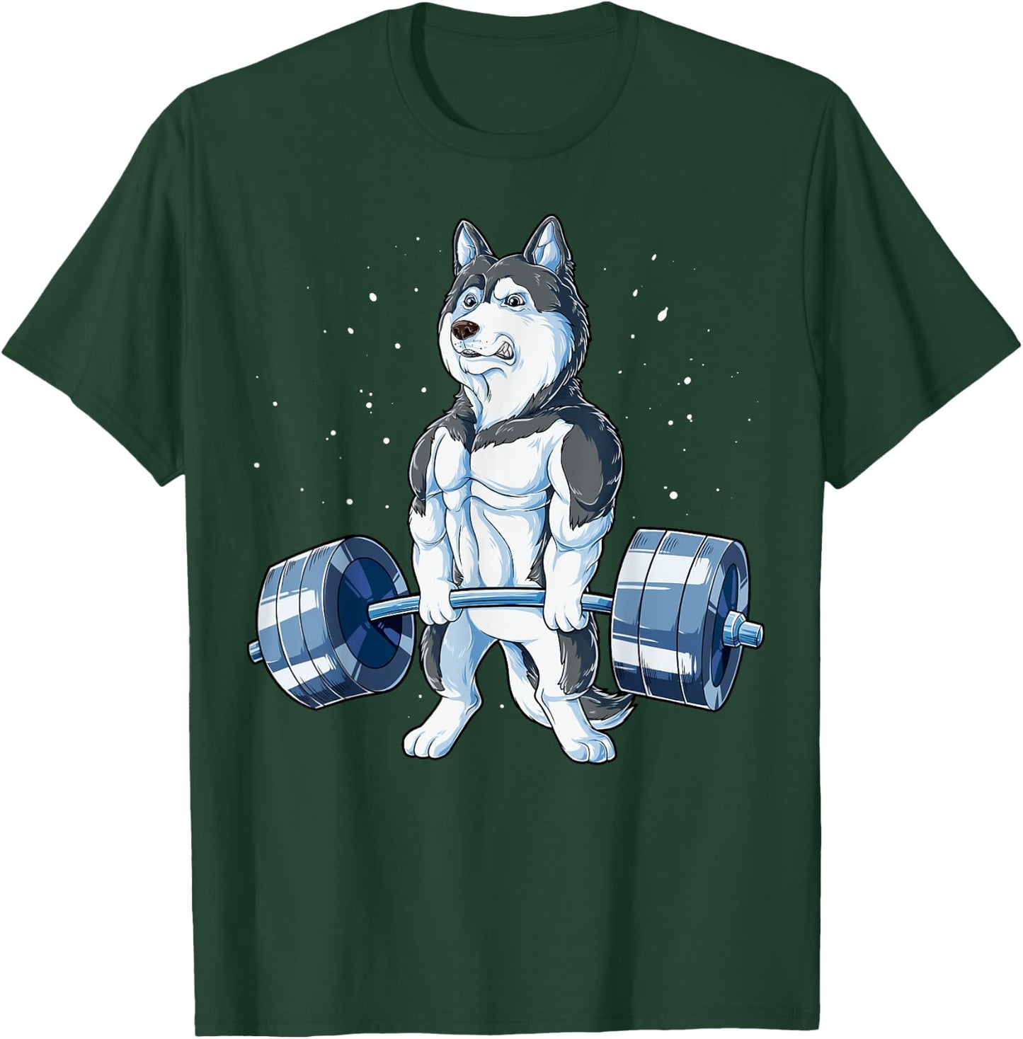 Siberian Husky Weightlifting Funny Deadlift Men Fitness Gym T-Shirt - T-Shirt | Forest