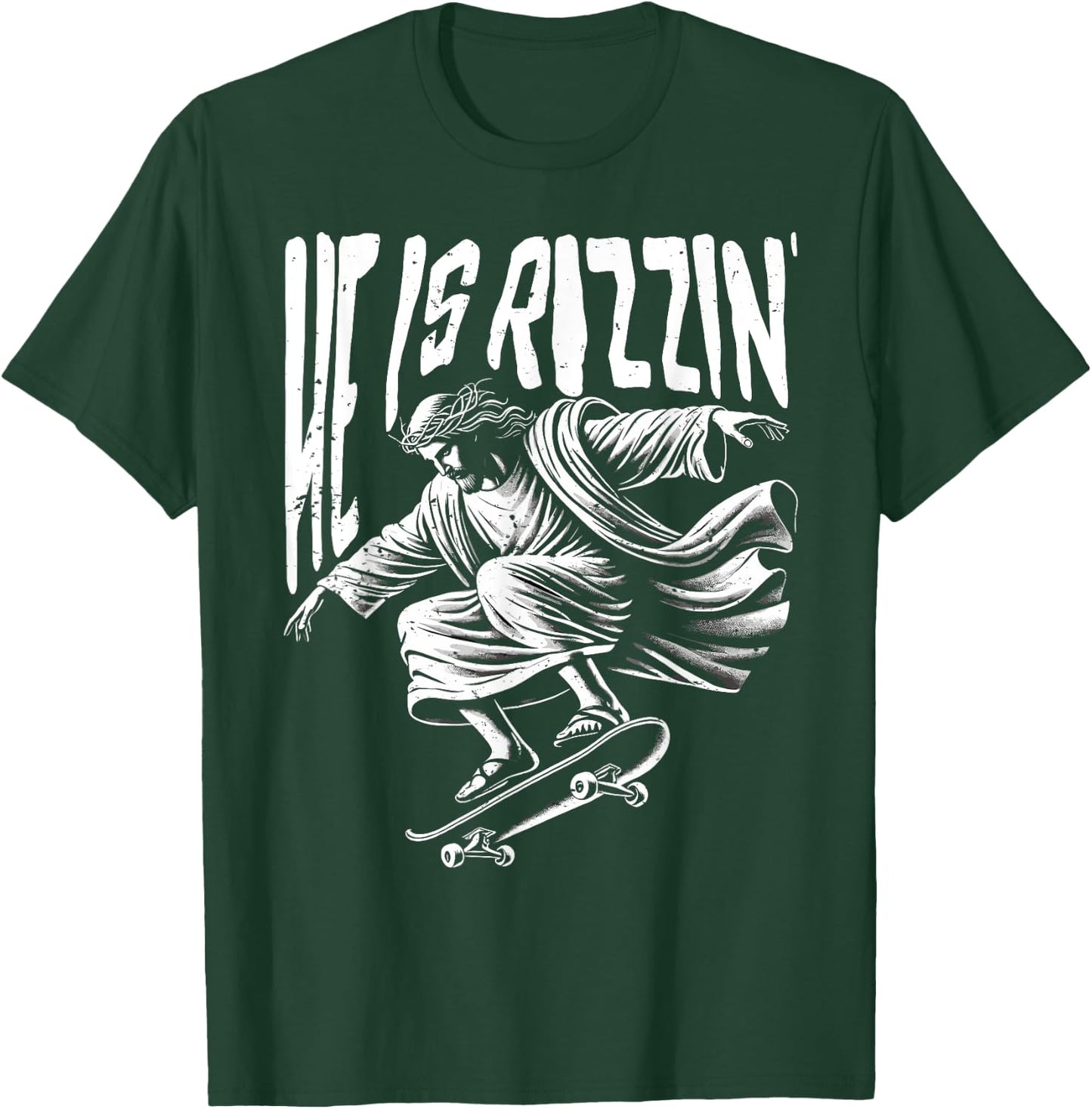 Fun jesus skateboard skateboarding christian easter rizzin T-Shirt - T-Shirt | Forest