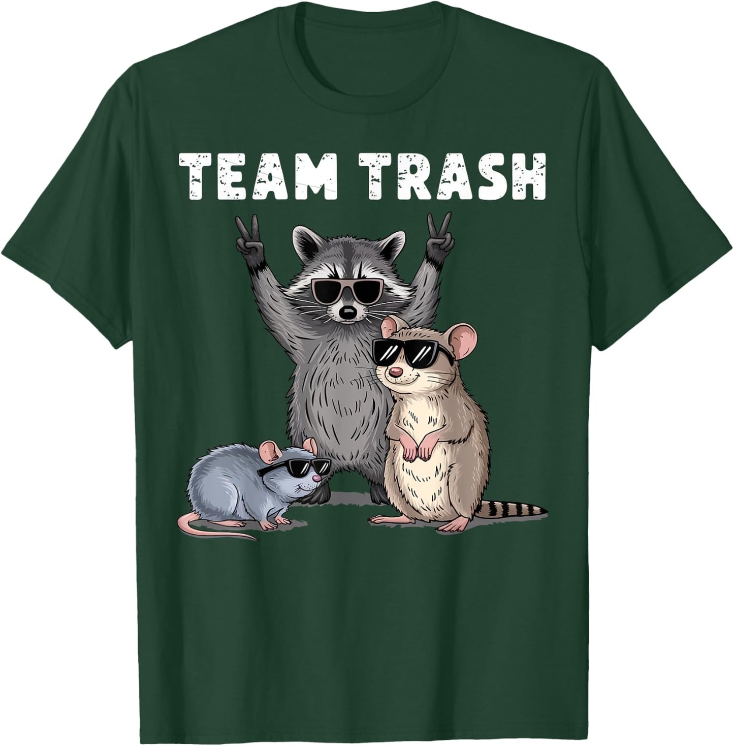 Raccoon Opossum Rat Team Trash Funny Gifts Women Kid T-Shirt - T-Shirt | Forest
