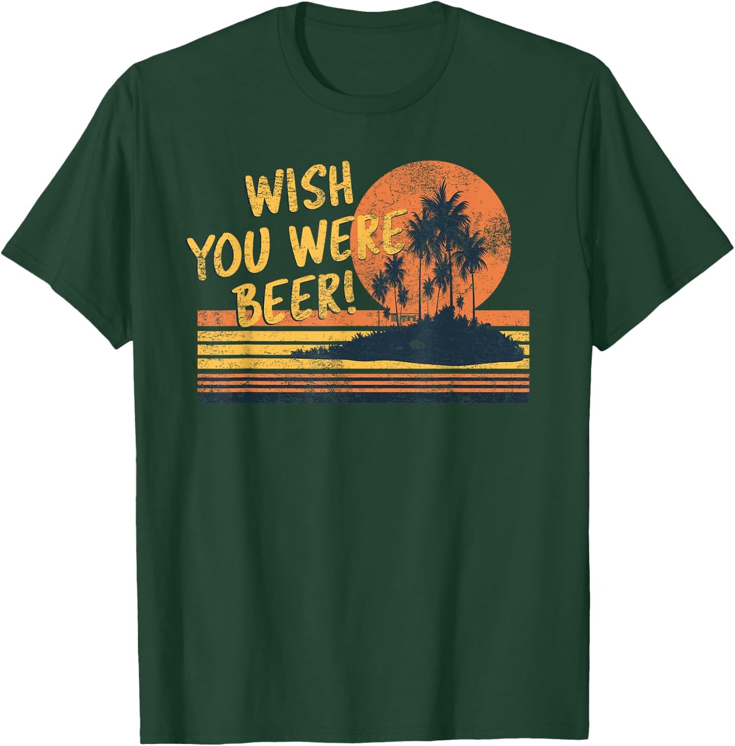 Wish You Were Beer Beach Sunset and Palm Trees Men Women T-Shirt - T-Shirt | Forest