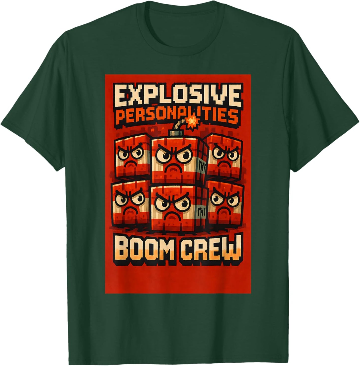Funny Pixel Mine TNT Block Design for Retro Game Craft T-Shirt - T-Shirt | Forest