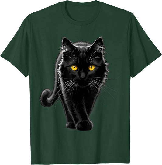 Black Cat Yellow Eyes T-Shirt - T-Shirt | Forest