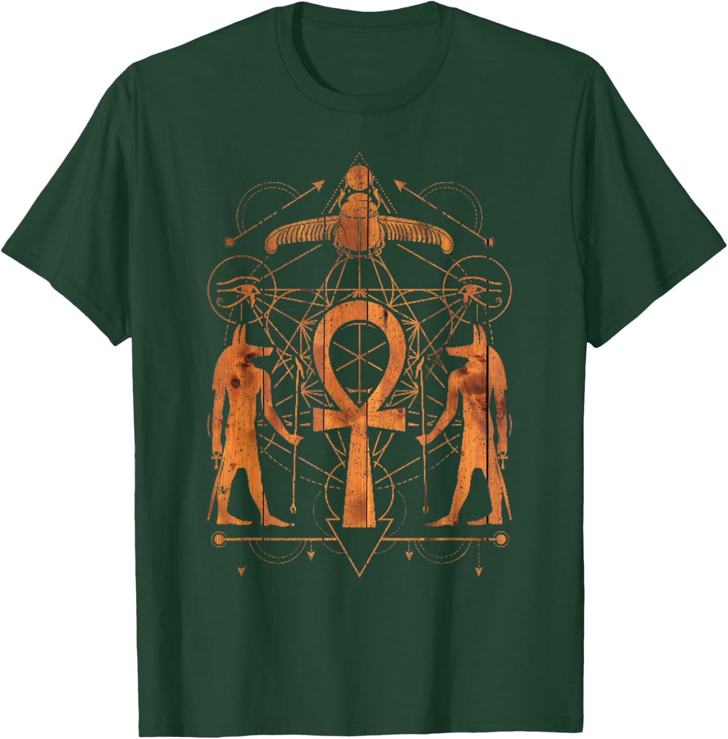 Ankh Egyptian Sacred Geometry Metatrons Cube Shirt T-Shirt - T-Shirt | Forest