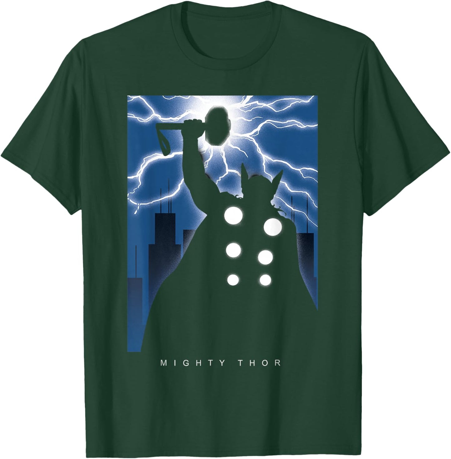 Marvel Thor Mighty Deco-Style Lightning Silhouette T-Shirt - T-Shirt | Forest