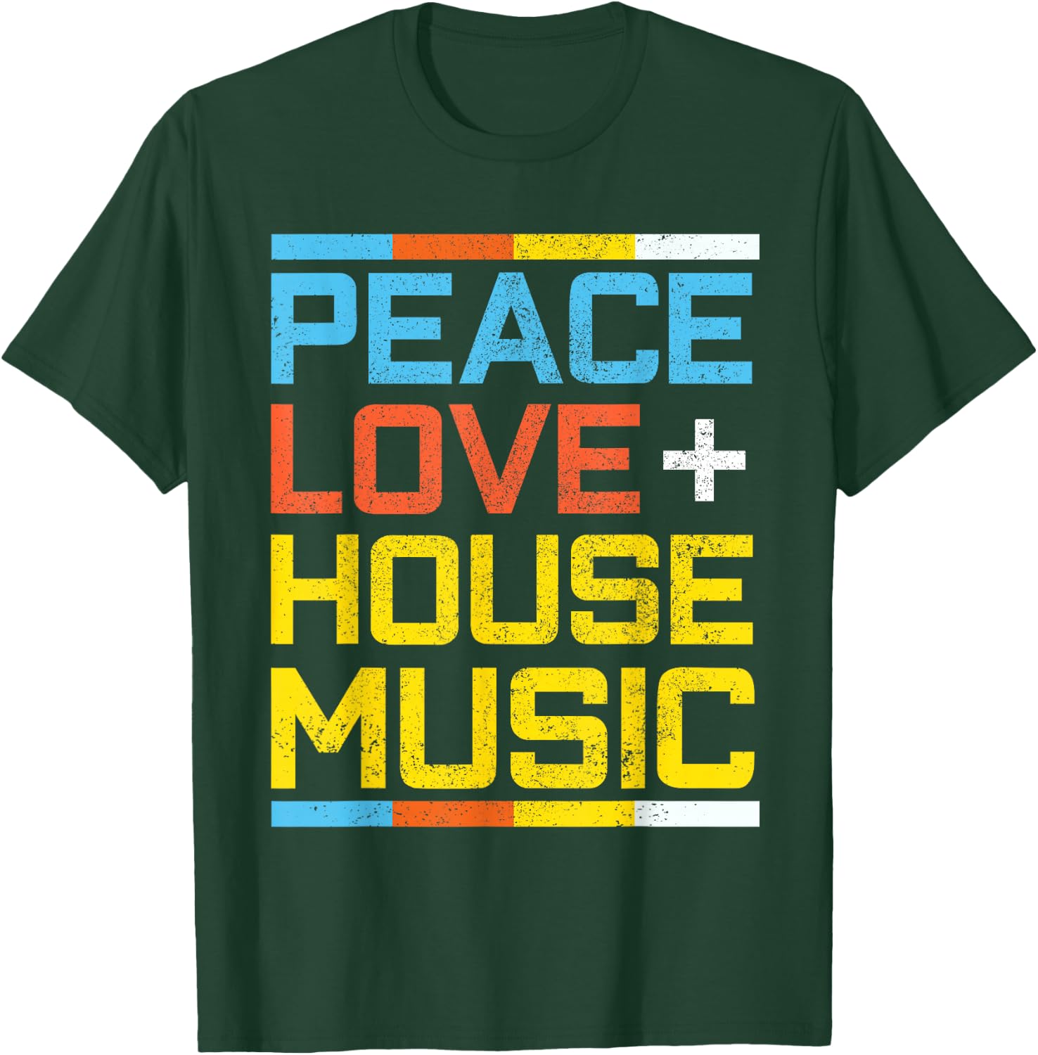 House Music Vintage Retro Peace Love EDM DJ Gift T-Shirt - T-Shirt | Forest