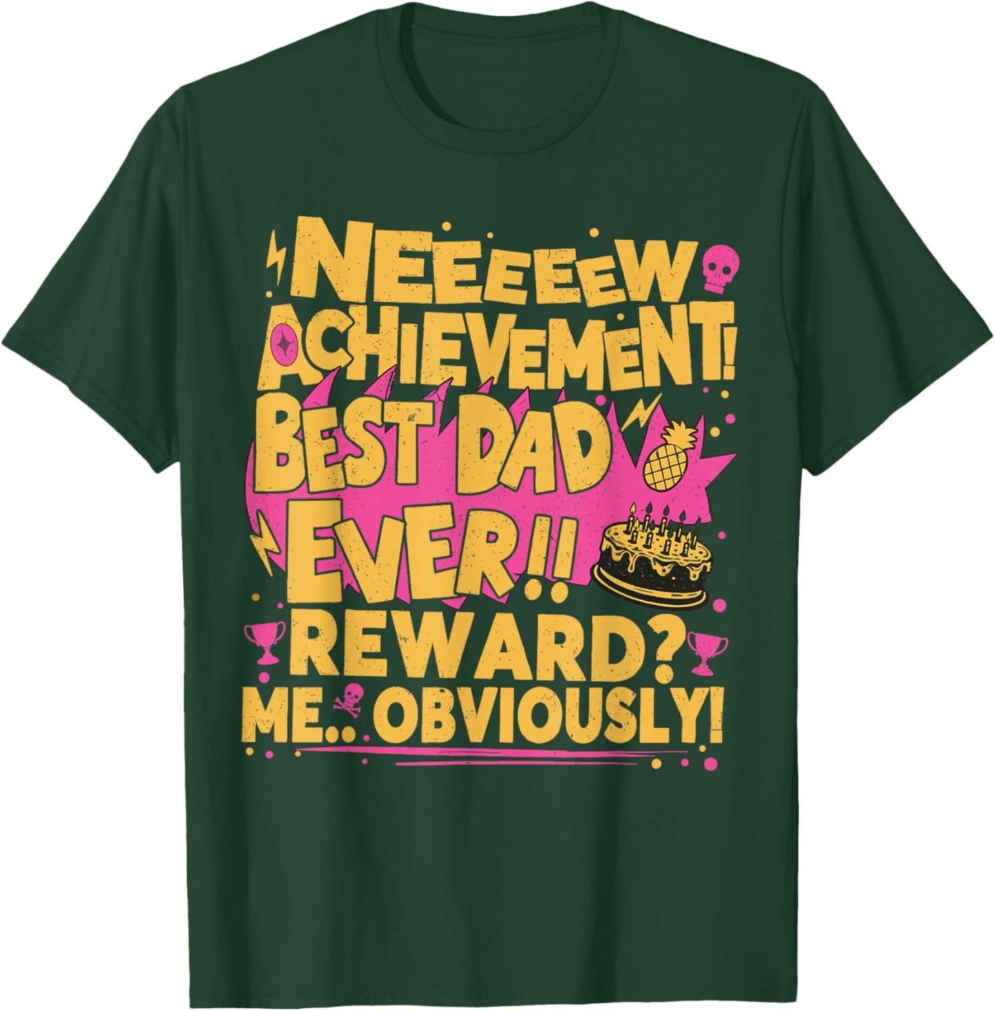New Achievement Happy Fathers Day Crawler Gamer Dad USA T-Shirt - T-Shirt | Forest