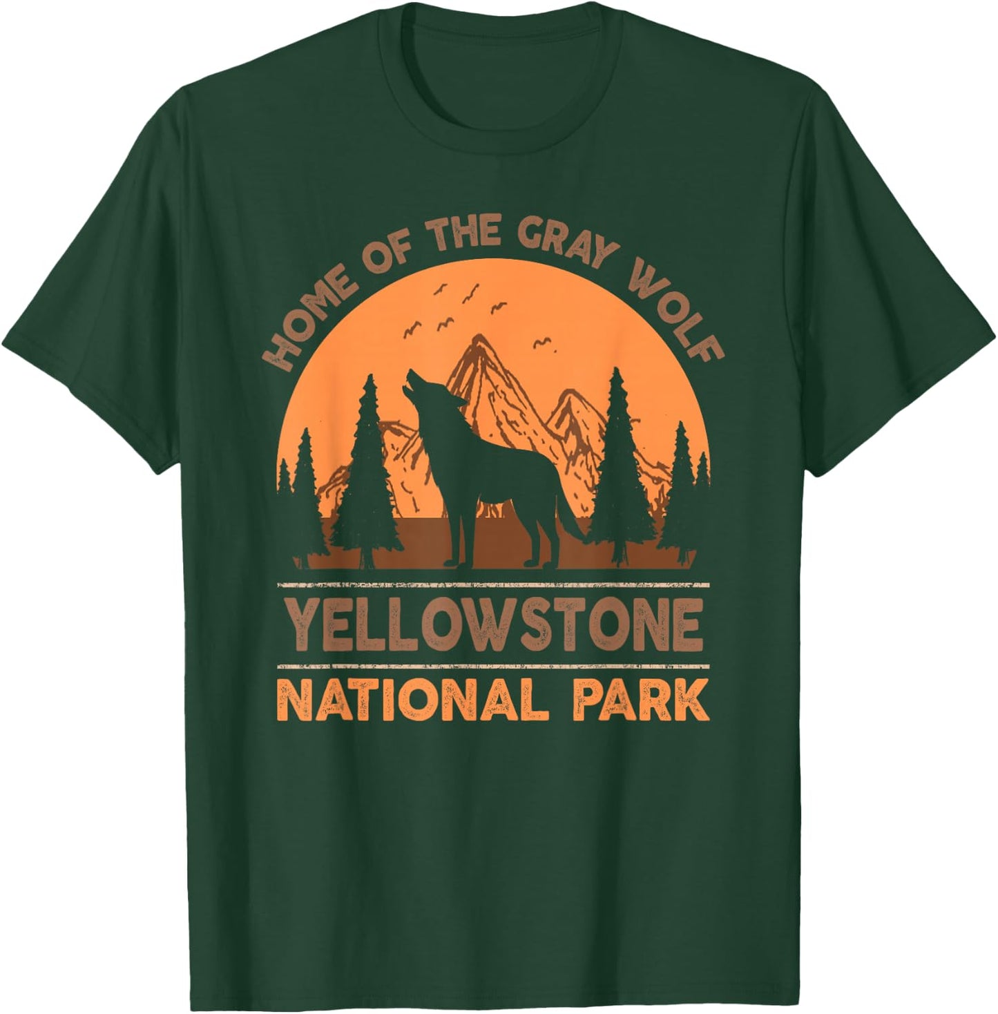 Yellowstone National Park T shirt US Wolf Vintage Men Women T-Shirt - T-Shirt | Forest