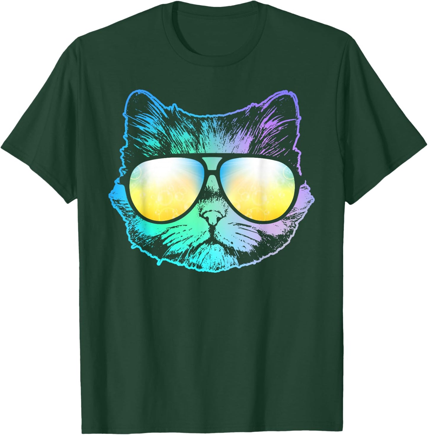 Cat Neon Face Shirt For Kitty Or Kitten Lovers Men Women Kids T-Shirt - T-Shirt | Forest