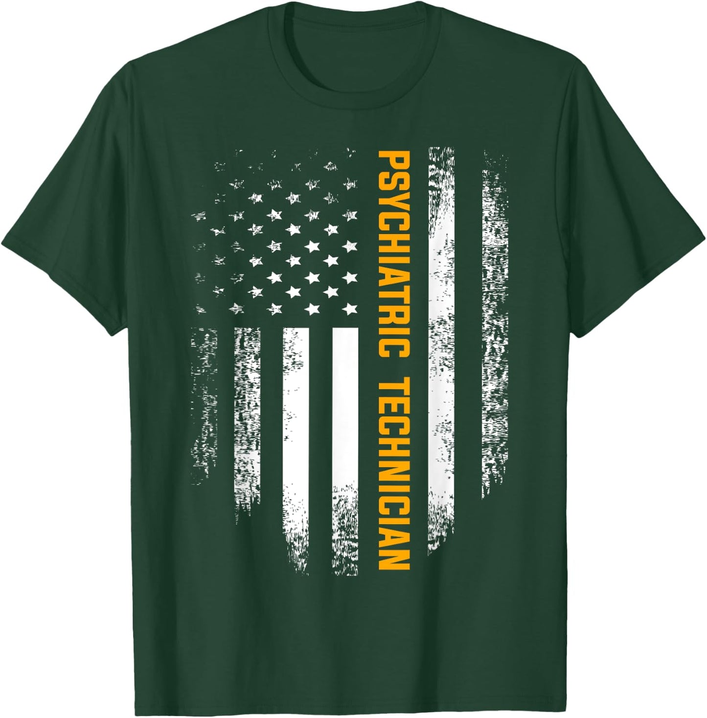 Vintage American USA Flag Psychiatric Technician Shirt Gift Kids Men T-Shirt - T-Shirt | Forest