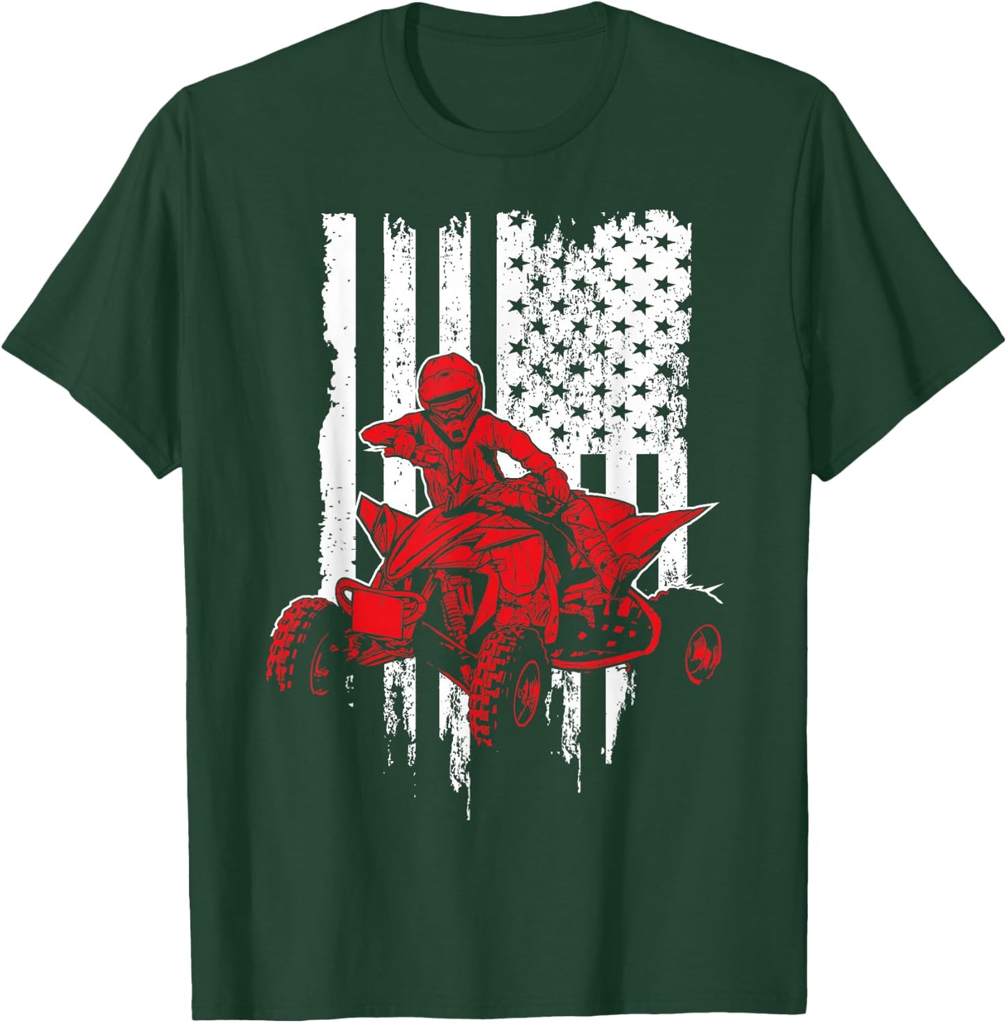Vintage All-Terrain Vehicles Four Wheeler ATV American Flag T-Shirt - T-Shirt | Forest