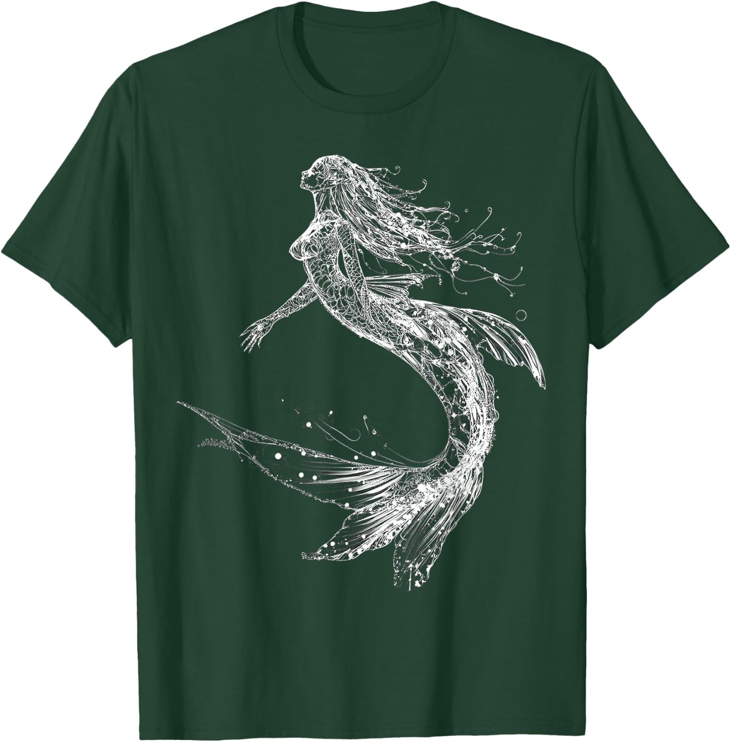 Mermaid Mythical Graphic Fantasy Illustration Mermaid T-Shirt - T-Shirt | Forest