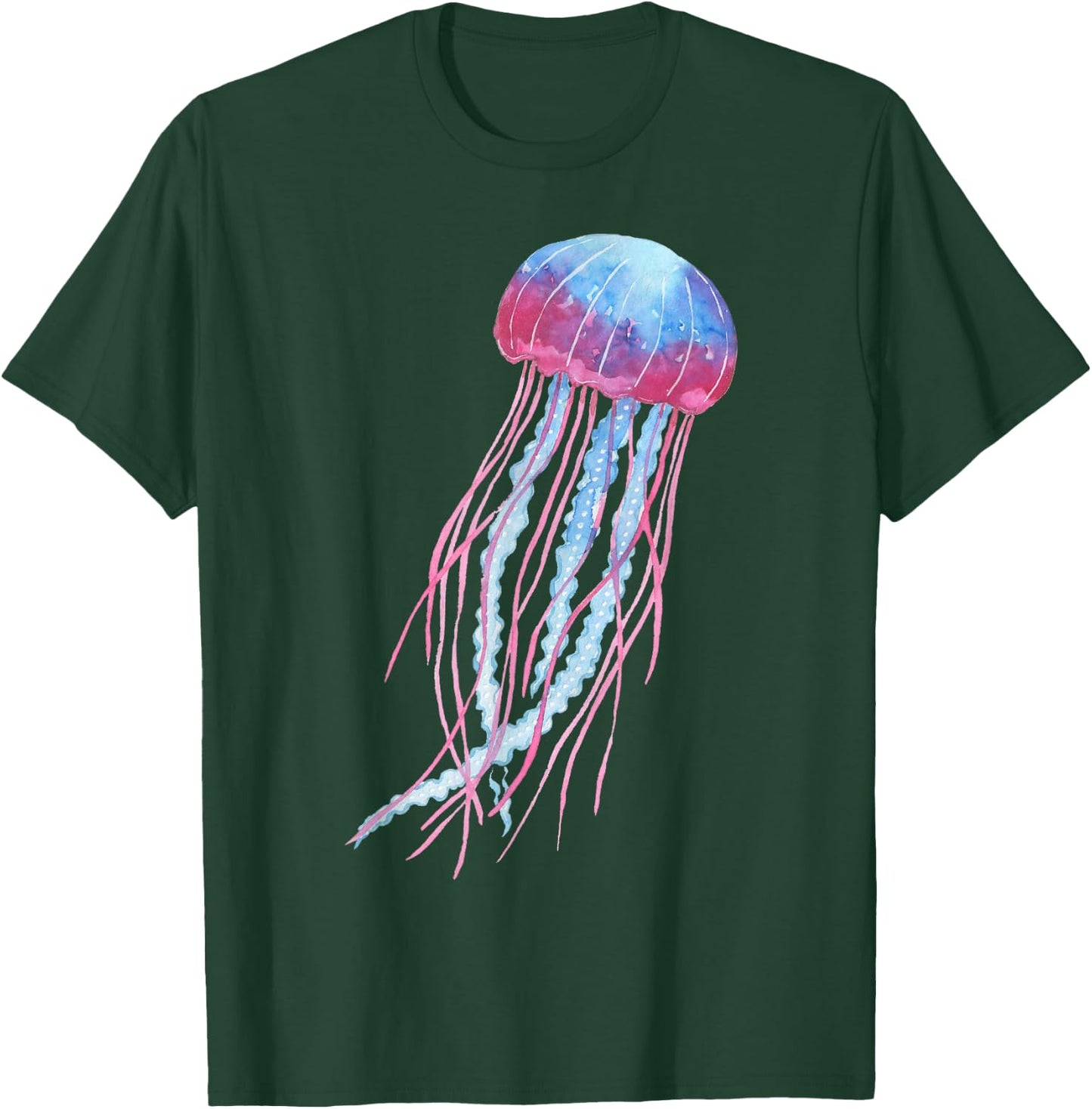 Ethereal Jellyfish Watercolor Trippy Graphic Ar T-Shirt - T-Shirt | Forest