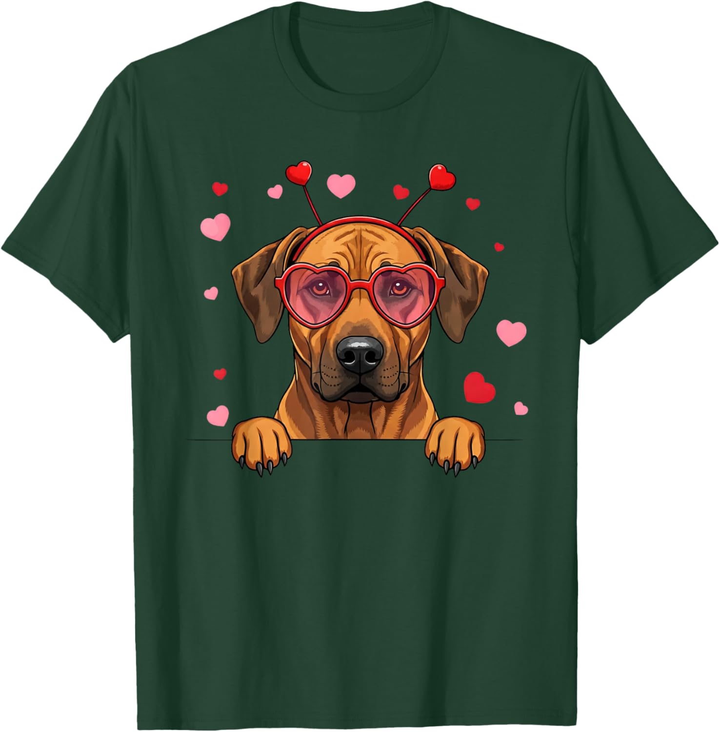 Rhodesian Ridgeback Dog Heart Headband Valentine T-Shirt - T-Shirt | Forest