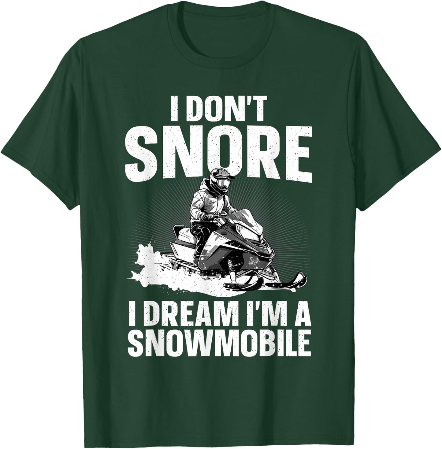 Snowmobile Gift Snowmobiling Accessories & Stuff -Adult Black Short Sleeve Straight Fit Non-Stretchable Letter Print Art Snowmobile Lover T-Shirt - T-Shirt | Forest