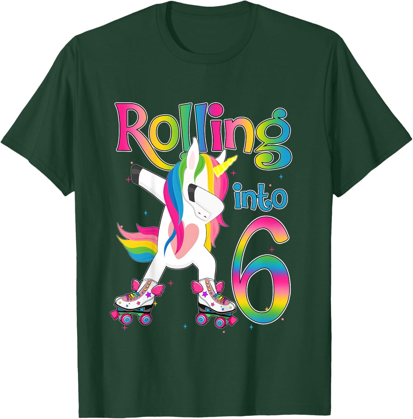 Rolling Into 6 years Let's Roll I'm Turning 6 Roller Skate T-Shirt - T-Shirt | Forest
