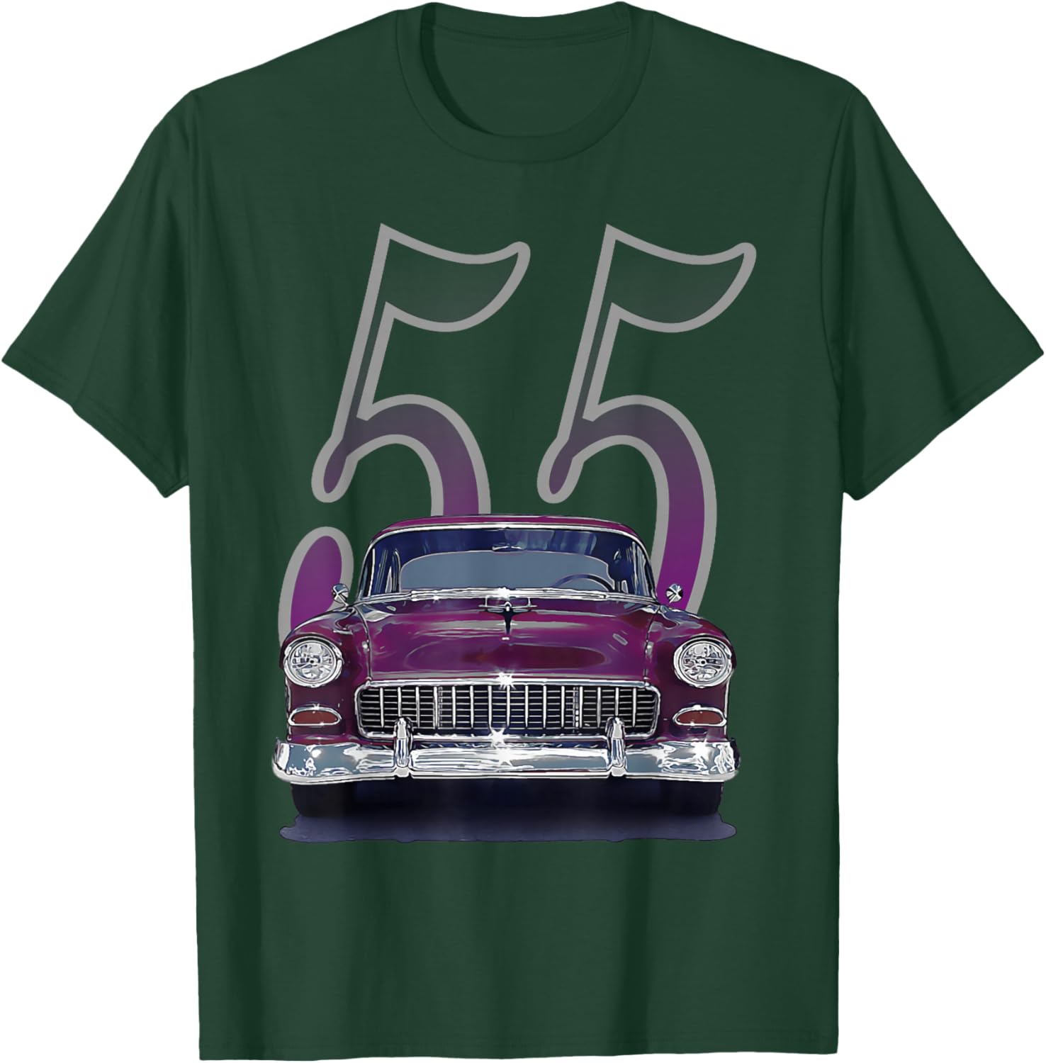 1955 55 Bel air Vintage 50s Silhouette Classic Old Hot Rod T-Shirt - T-Shirt | Forest