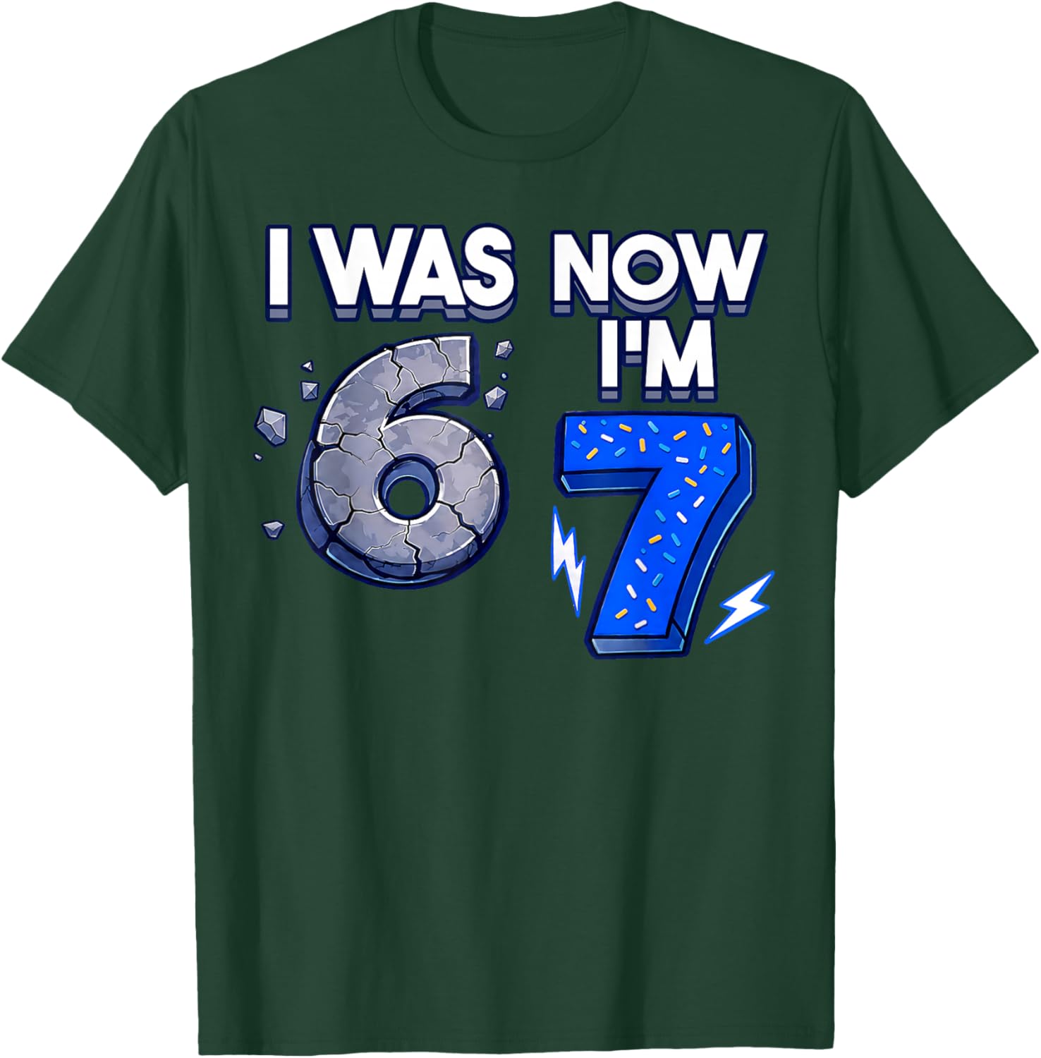 Boys 7th Birthday I was 6 Now I'm 7 Kids 7 Year Old T-Shirt - T-Shirt | Forest
