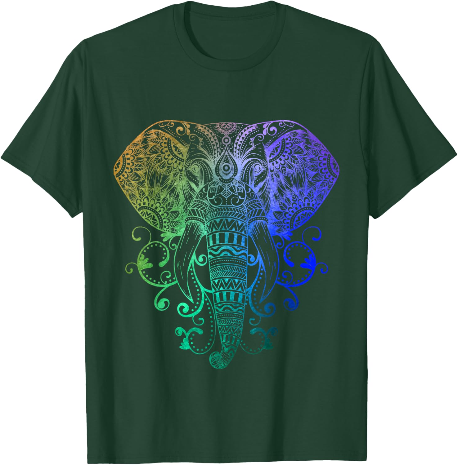 Elephant Shirt Hindu Tribal Watercolor Graphic Gift Men Wome T-Shirt - T-Shirt | Forest
