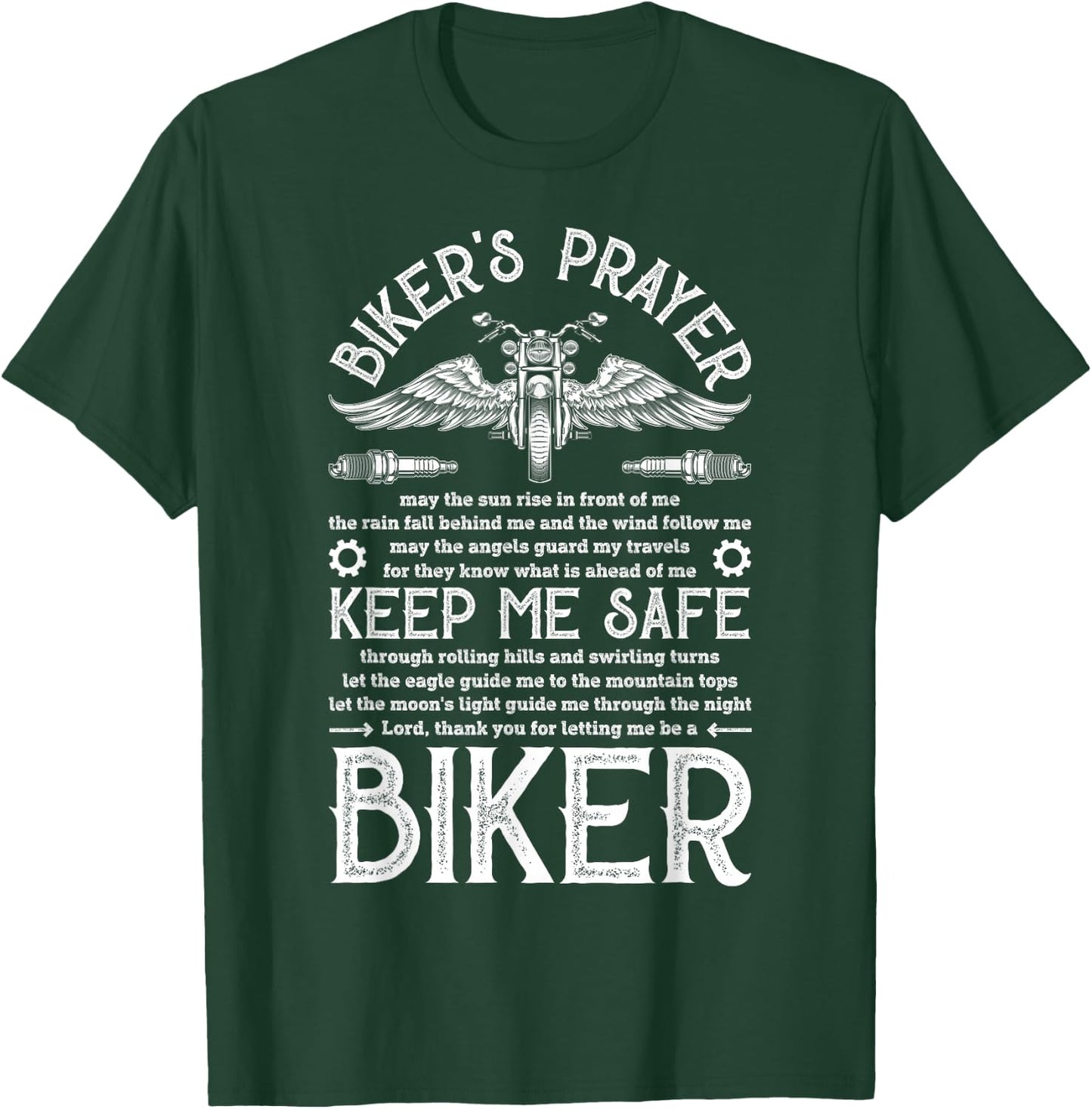 Biker's Prayer Vintage Motorcycle Biker Biking Motorcycling T-Shirt - T-Shirt | Forest